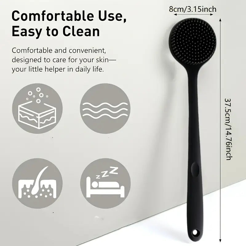 Royal Peach Premium Exfoliating Bath Combo – Silicone Back Brush, Body Scrubber, Scalp Massager & Facial Cleanser with Free Hook
